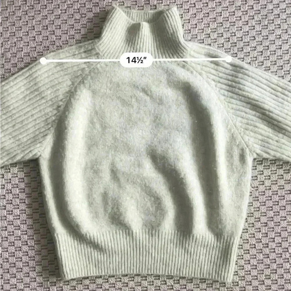 Zara Camel Wool Blend Cropped Turtleneck Sweater - Light Mint Green - Size M - Picture 8 of 9